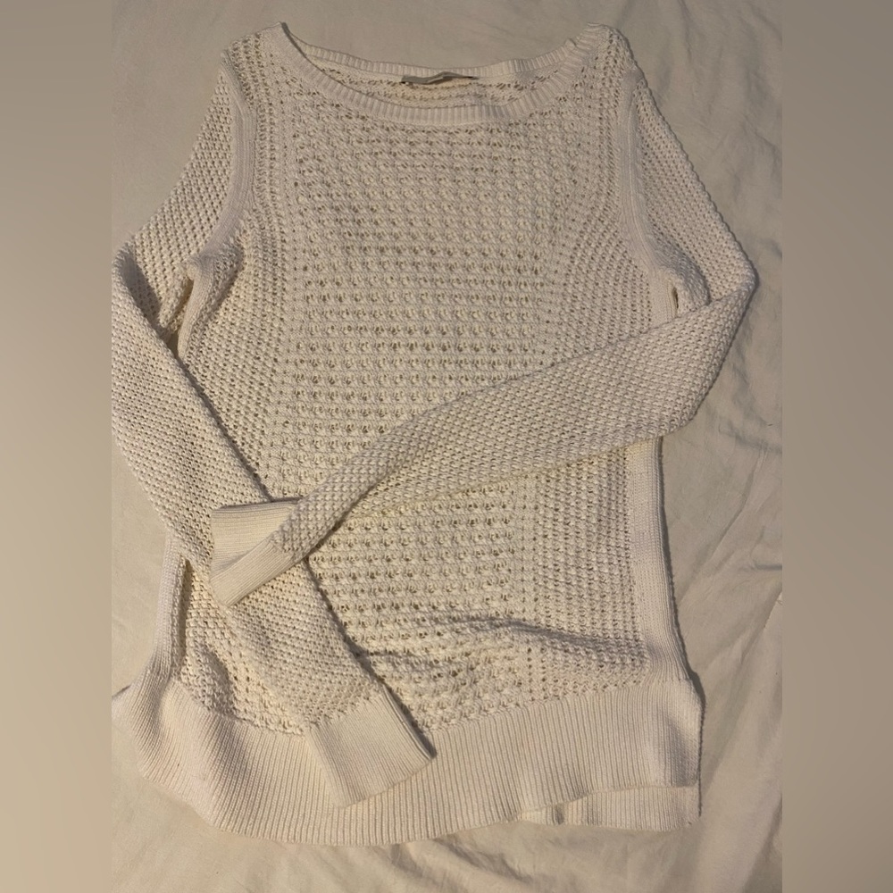 White Crochet Loft Sweater